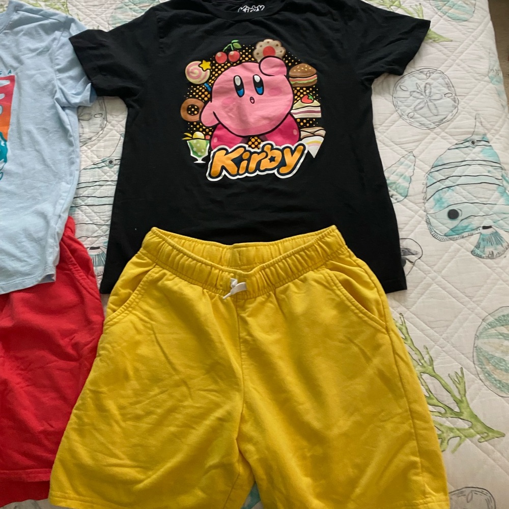 2 Kids size L 10-12 Graphic Tee and Pull On short sets - Picture 2 of 5